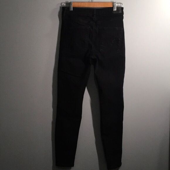 American Eagle jeans women's sz 6 black destroyed holes stretch hi-rise jegging - Picture 4 of 16